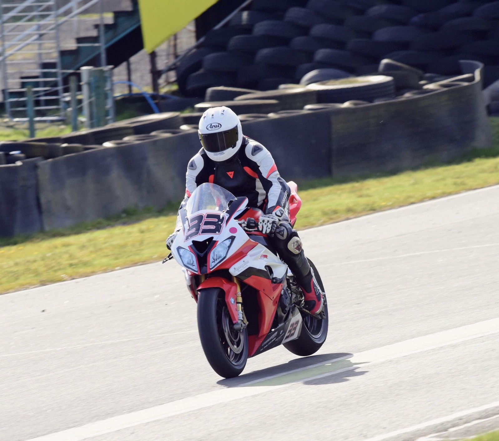 Graeme Bodel riding his motorbike on the track